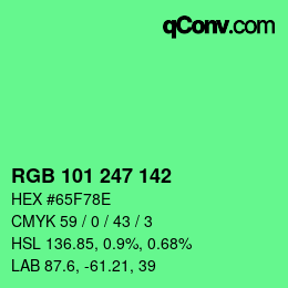 Color code: RGB 101 247 142 | qconv.com