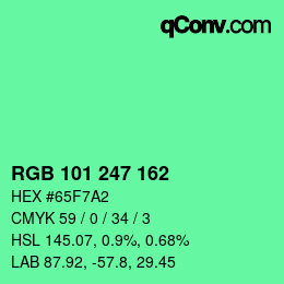 カラーコード: RGB 101 247 162 | qconv.com