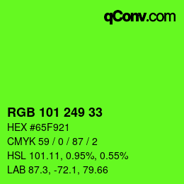Color code: RGB 101 249 33 | qconv.com