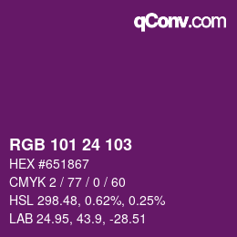カラーコード: RGB 101 24 103 | qconv.com