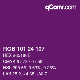 Color code: RGB 101 24 107 | qconv.com
