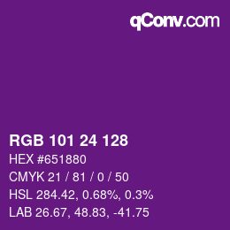 Color code: RGB 101 24 128 | qconv.com