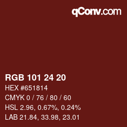 カラーコード: RGB 101 24 20 | qconv.com