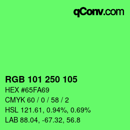 Color code: RGB 101 250 105 | qconv.com