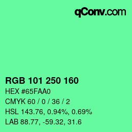 Color code: RGB 101 250 160 | qconv.com