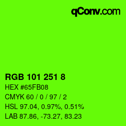 カラーコード: RGB 101 251 8 | qconv.com