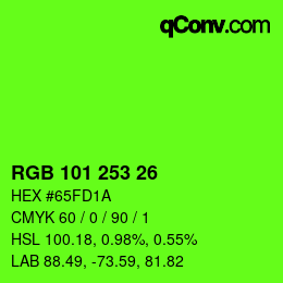 カラーコード: RGB 101 253 26 | qconv.com