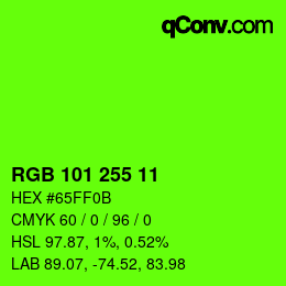 Farbcode: RGB 101 255 11 | qconv.com