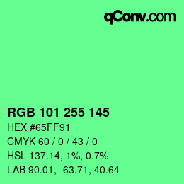 Color code: RGB 101 255 145 | qconv.com