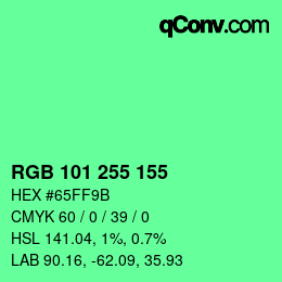 Color code: RGB 101 255 155 | qconv.com