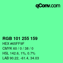 Color code: RGB 101 255 159 | qconv.com