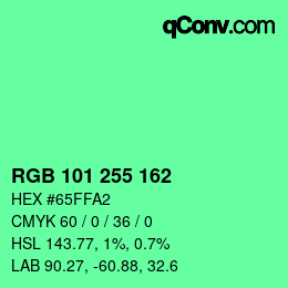 Color code: RGB 101 255 162 | qconv.com