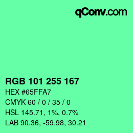 Color code: RGB 101 255 167 | qconv.com