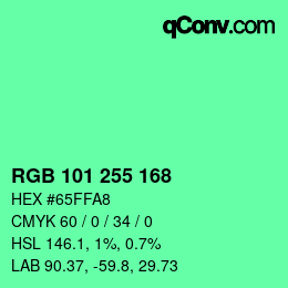 Color code: RGB 101 255 168 | qconv.com