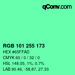 Color code: RGB 101 255 173 | qconv.com