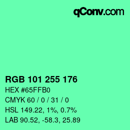 Color code: RGB 101 255 176 | qconv.com