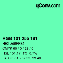 Color code: RGB 101 255 181 | qconv.com