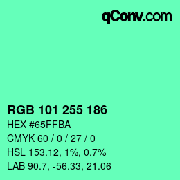 Color code: RGB 101 255 186 | qconv.com