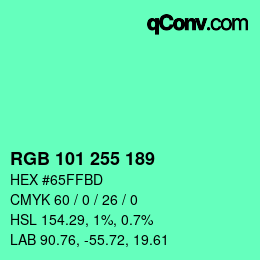 Color code: RGB 101 255 189 | qconv.com