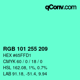 Color code: RGB 101 255 209 | qconv.com