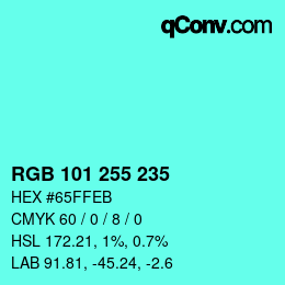 Color code: RGB 101 255 235 | qconv.com