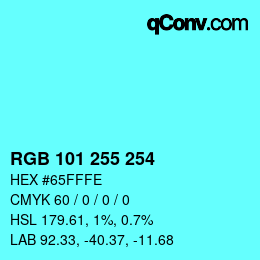 Color code: RGB 101 255 254 | qconv.com