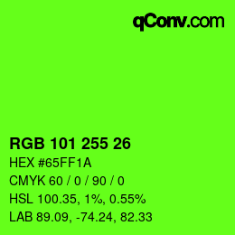 Color code: RGB 101 255 26 | qconv.com