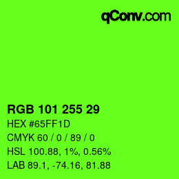 Color code: RGB 101 255 29 | qconv.com