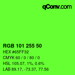 カラーコード: RGB 101 255 50 | qconv.com
