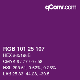 Color code: RGB 101 25 107 | qconv.com