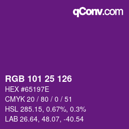 Color code: RGB 101 25 126 | qconv.com