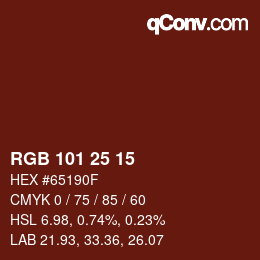 Color code: RGB 101 25 15 | qconv.com