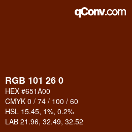 Color code: RGB 101 26 0 | qconv.com