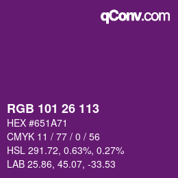 Color code: RGB 101 26 113 | qconv.com