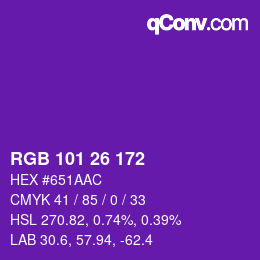 Color code: RGB 101 26 172 | qconv.com