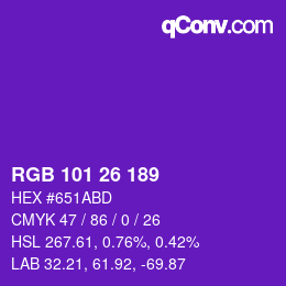 カラーコード: RGB 101 26 189 | qconv.com