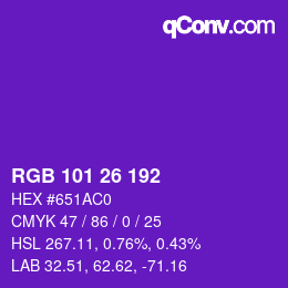 Color code: RGB 101 26 192 | qconv.com
