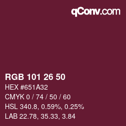 Color code: RGB 101 26 50 | qconv.com