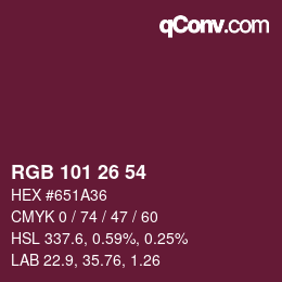 Color code: RGB 101 26 54 | qconv.com