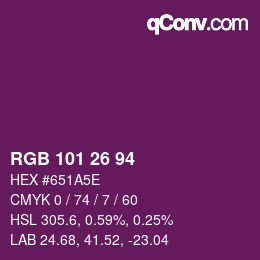 Color code: RGB 101 26 94 | qconv.com