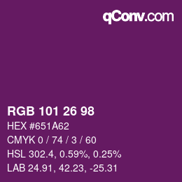 Color code: RGB 101 26 98 | qconv.com