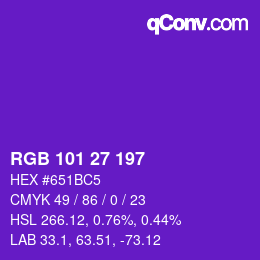Color code: RGB 101 27 197 | qconv.com