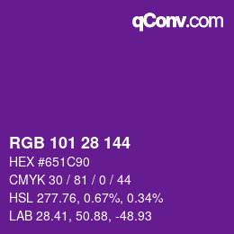 Color code: RGB 101 28 144 | qconv.com