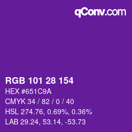 Color code: RGB 101 28 154 | qconv.com
