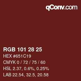 Color code: RGB 101 28 25 | qconv.com
