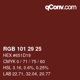 Color code: RGB 101 29 25 | qconv.com