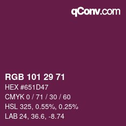 Color code: RGB 101 29 71 | qconv.com