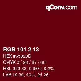 Color code: RGB 101 2 13 | qconv.com