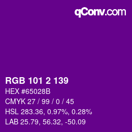 Color code: RGB 101 2 139 | qconv.com
