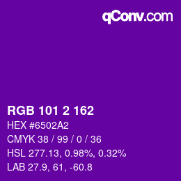 Color code: RGB 101 2 162 | qconv.com
